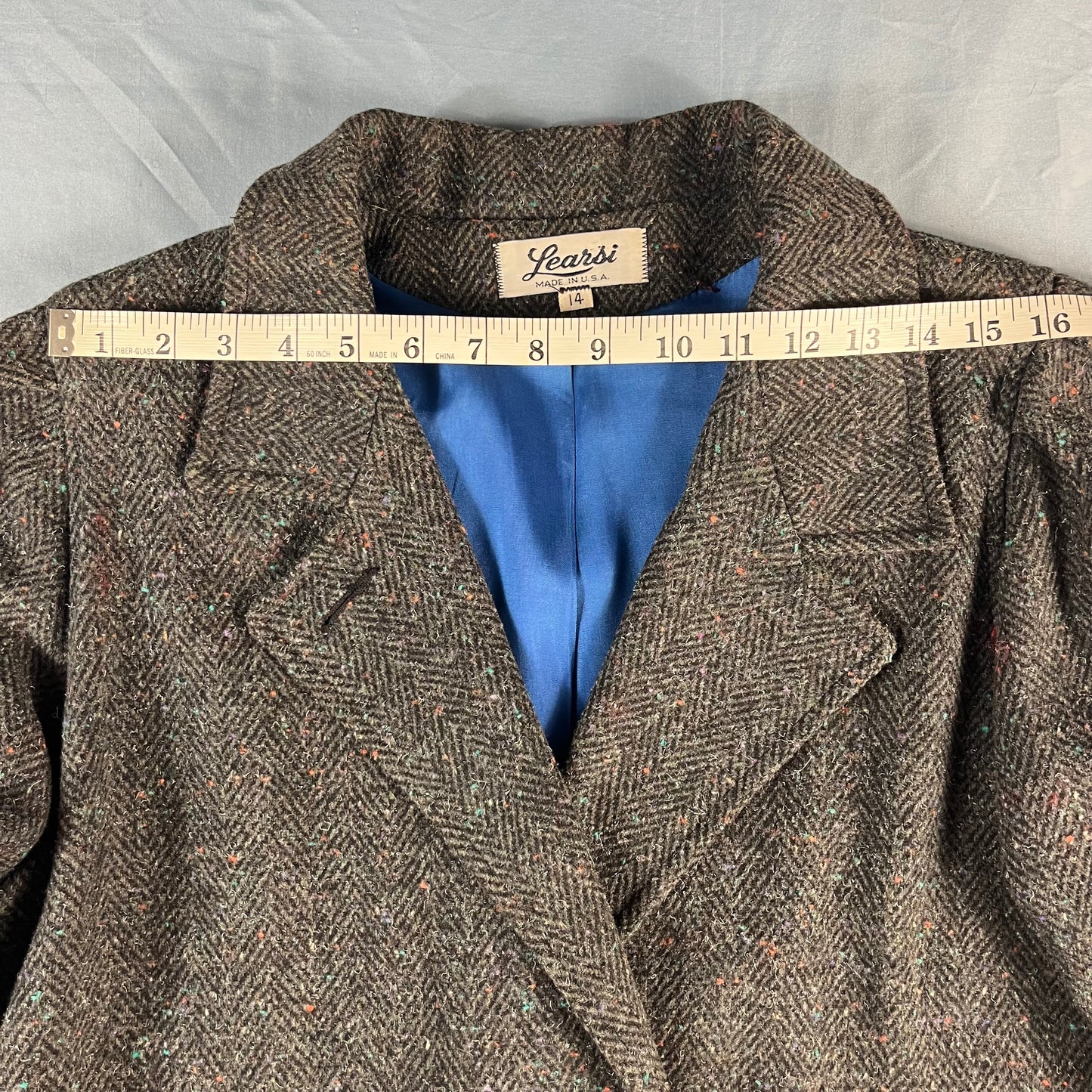 90s VTG Learsi donegal herringbone wool coat - M/L