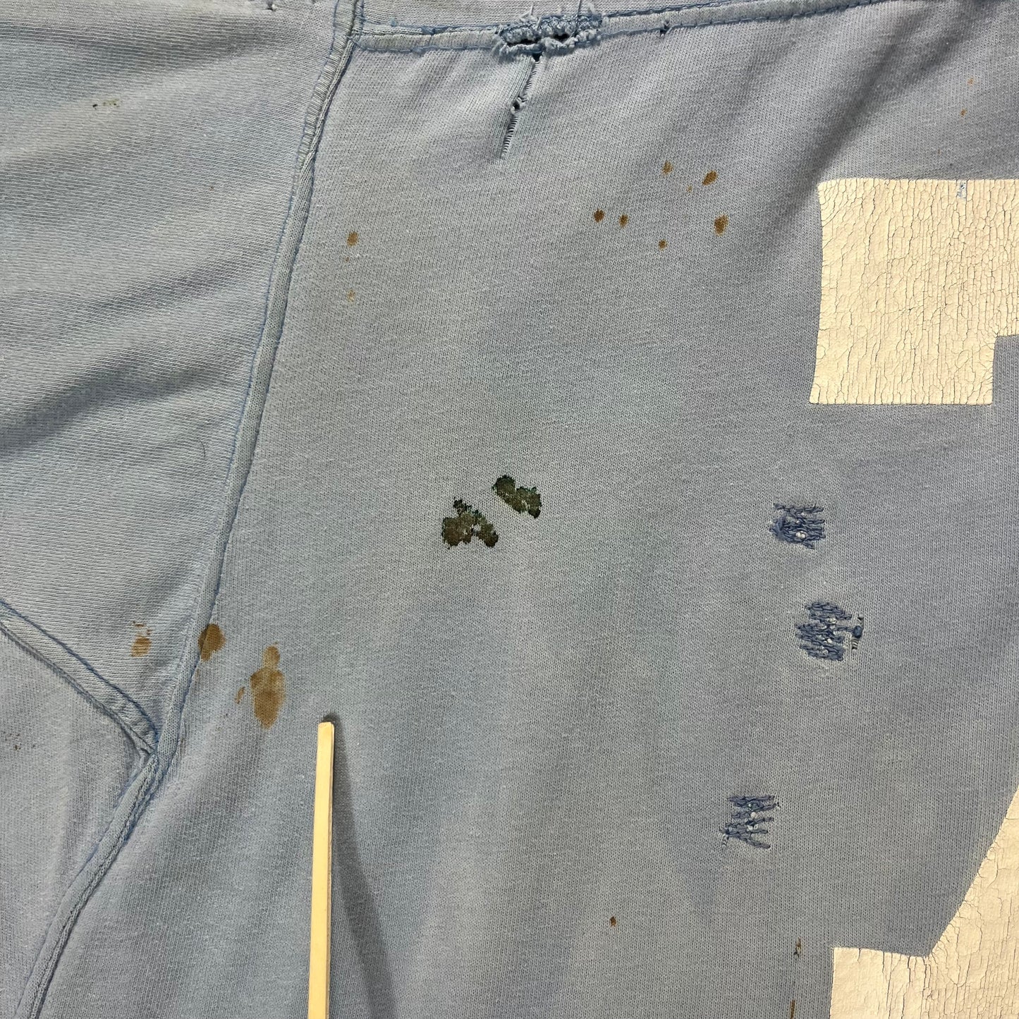 80s VTG thrashed cropped faded blue football jersey - XL/XXL