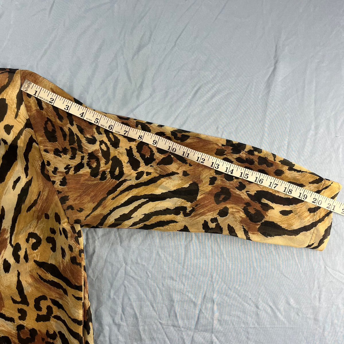 90s VTG HOT STUFF sheer leopard tiger tunic blouse - S/M