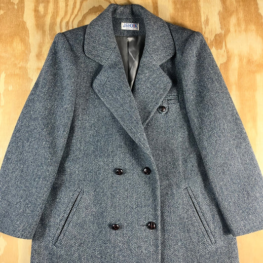 80s VTG J.G. Hook herringbone wool overcoat - 1X/2X