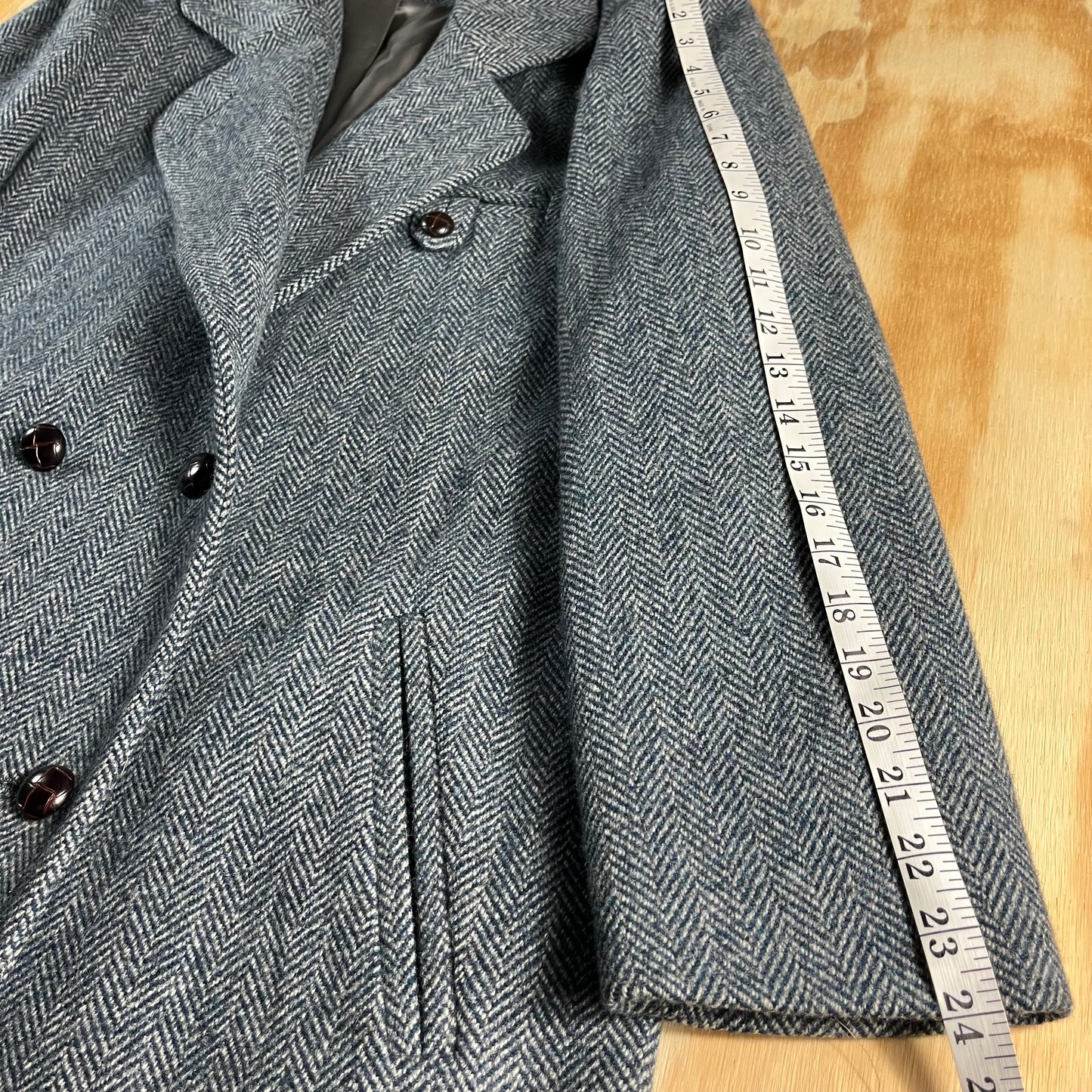 80s VTG J.G. Hook herringbone wool overcoat - 1X/2X