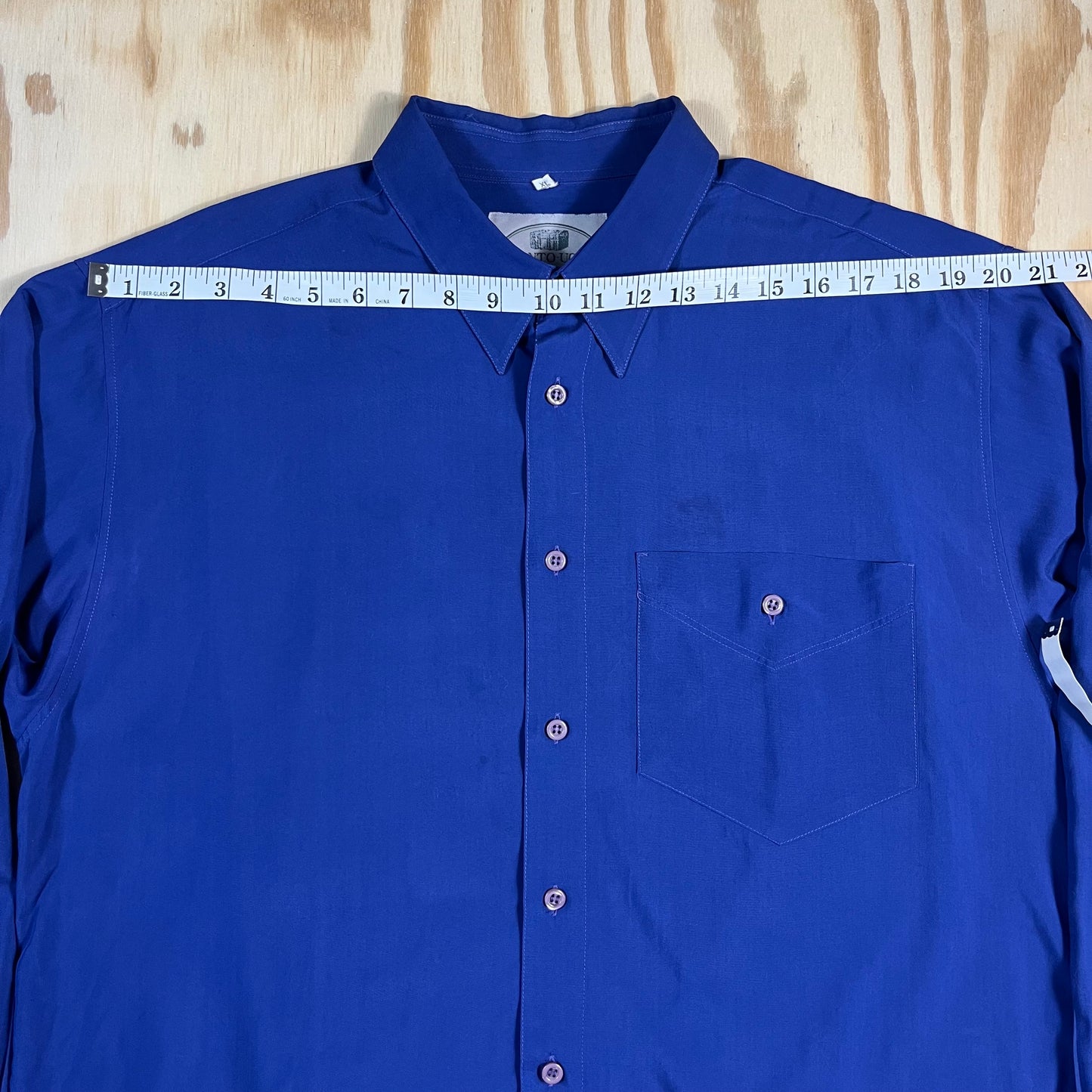 90s VTG Pronto Uomo Italian cobalt blue dress shirt - 1X/2X