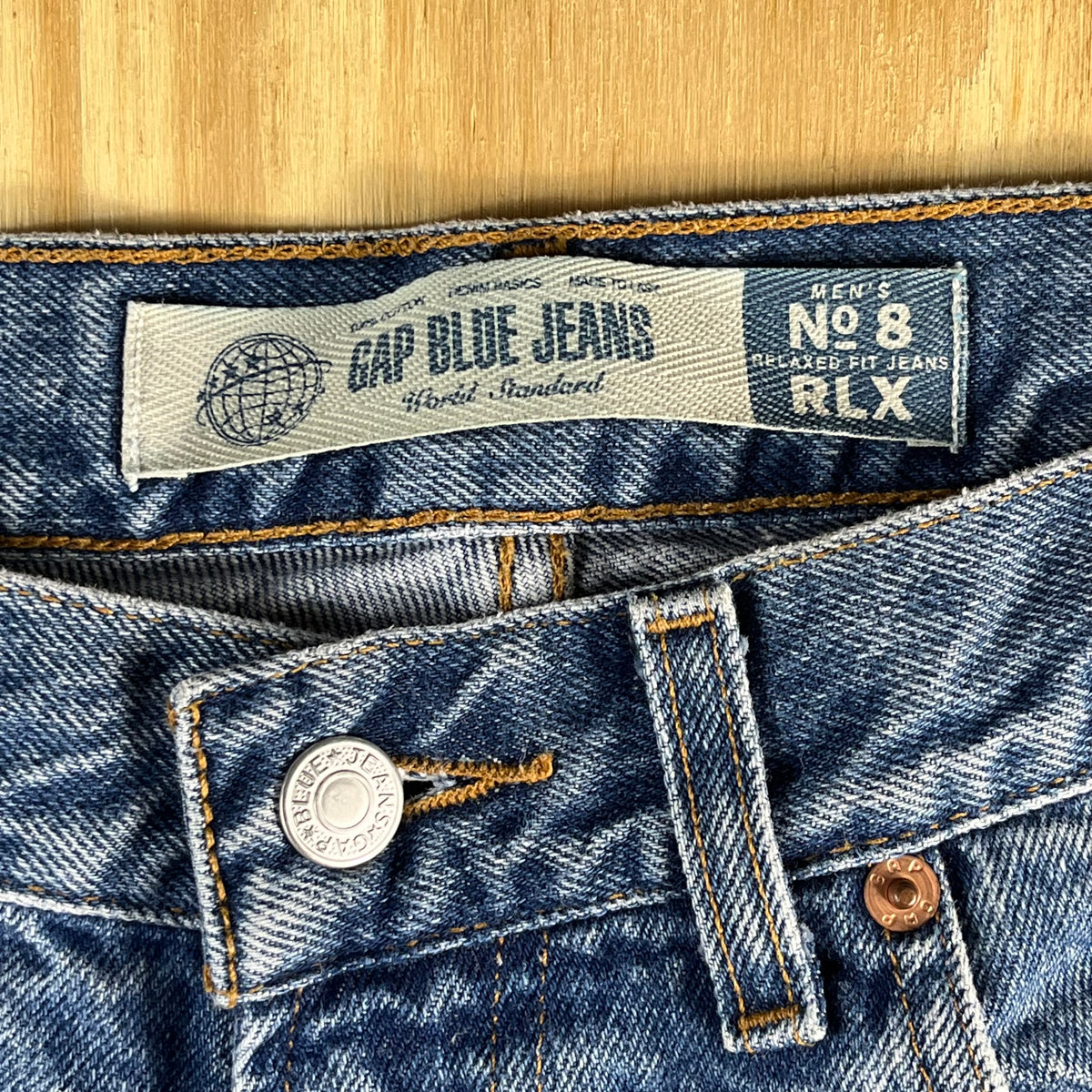 90s VTG GAP Blue Jeans No 8 RLX relaxed straight denim - 32x35