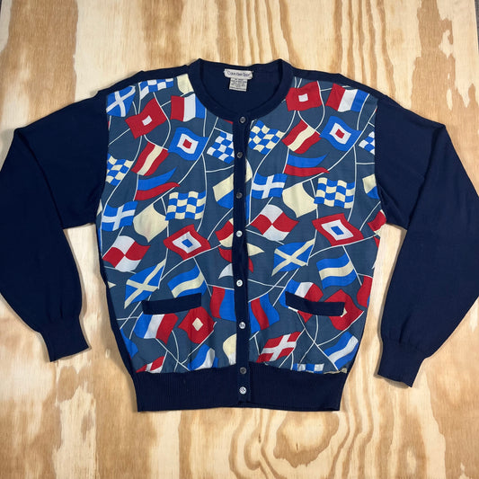 90s VTG Calvin Klein Sport "flag" cotton cardigan - M/L