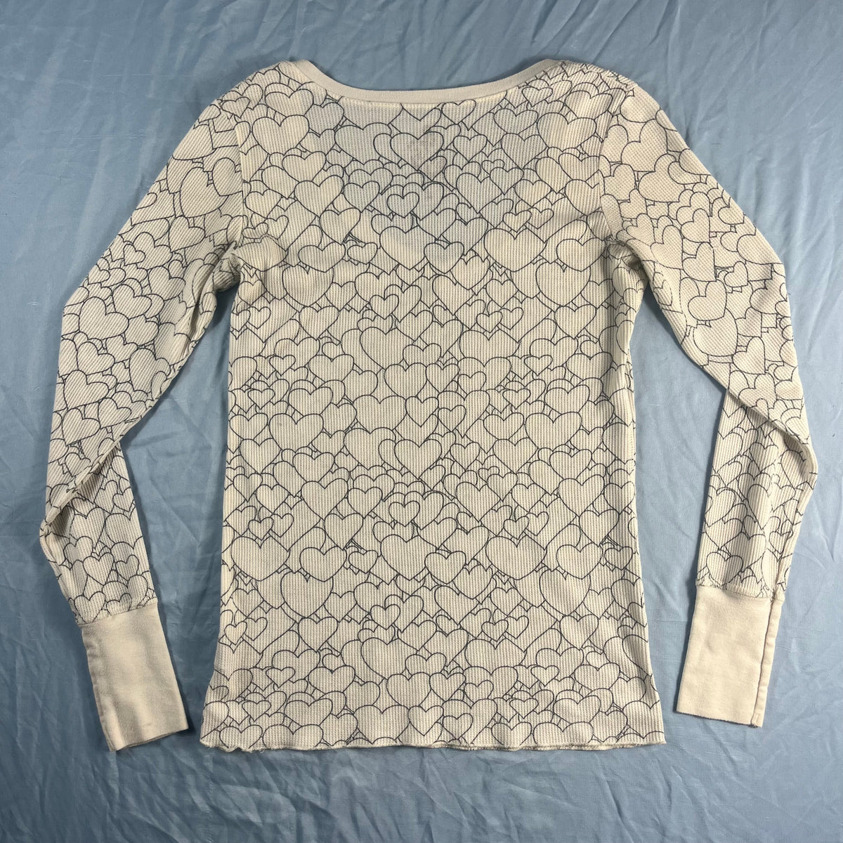 Y2K VTG dELiA*s doodle heart thermal waffle long sleeve top - L - WL/MS