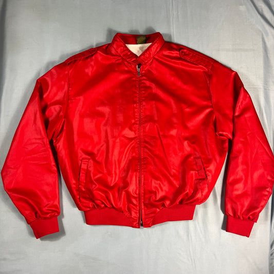 80s VTG Avanti red satin flannel-lined bomber jacket - M/L