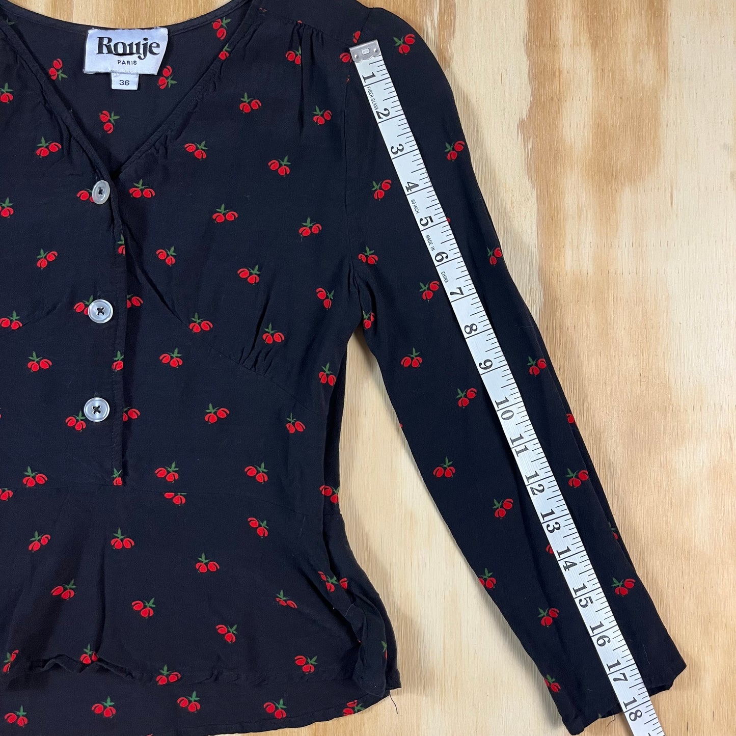preloved Rouje Paris cherry print corset peplum top - XS/S