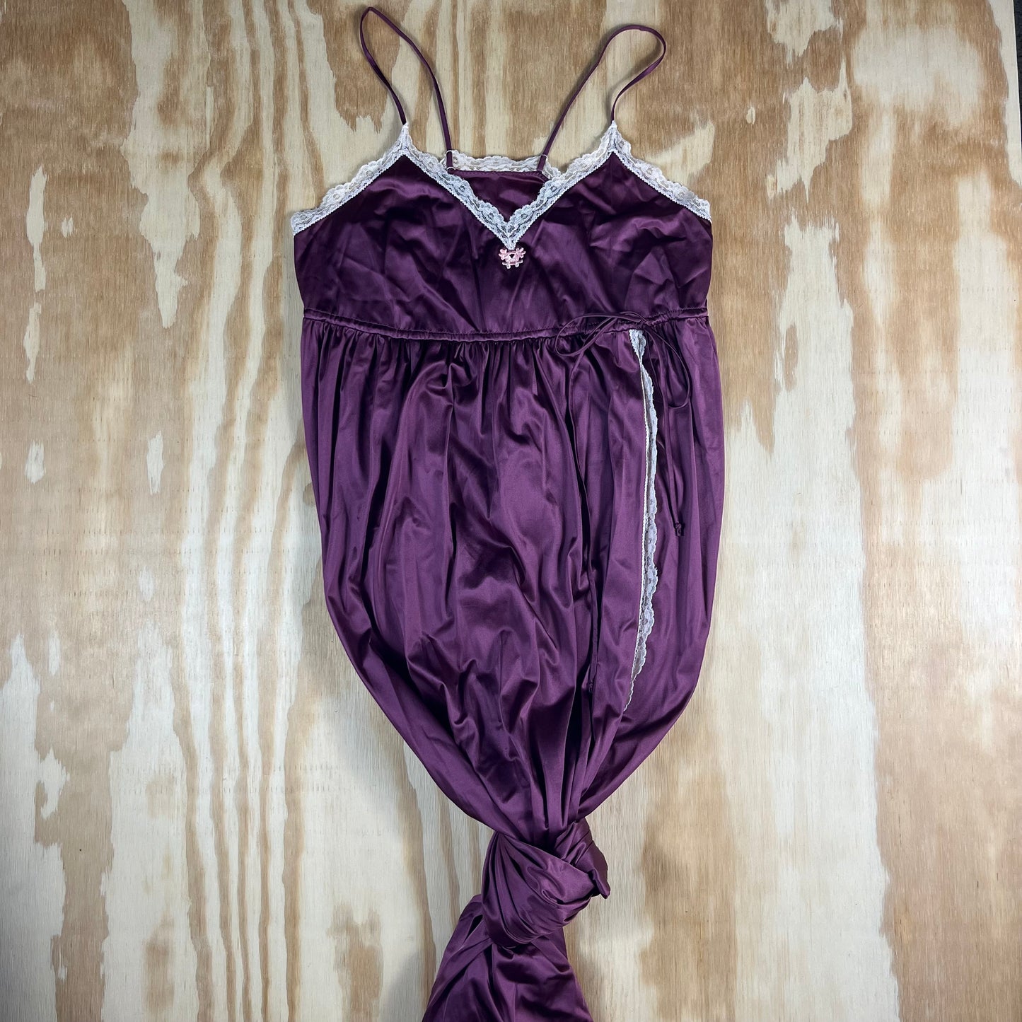 80s VTG Vassarette Antron III plum lace slip - XS/S