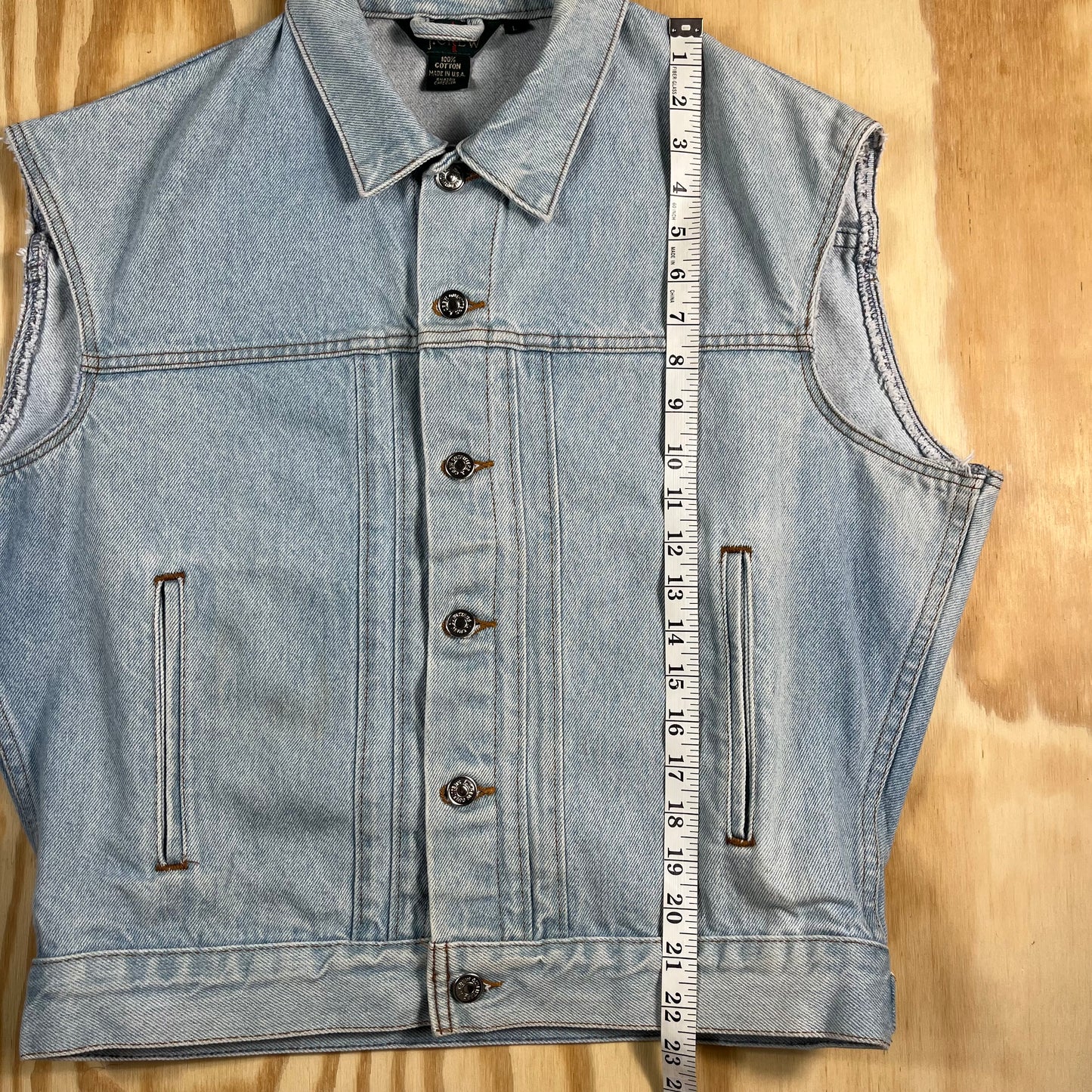 90s VTG J. Crew light wash denim cutoff vest - M/L