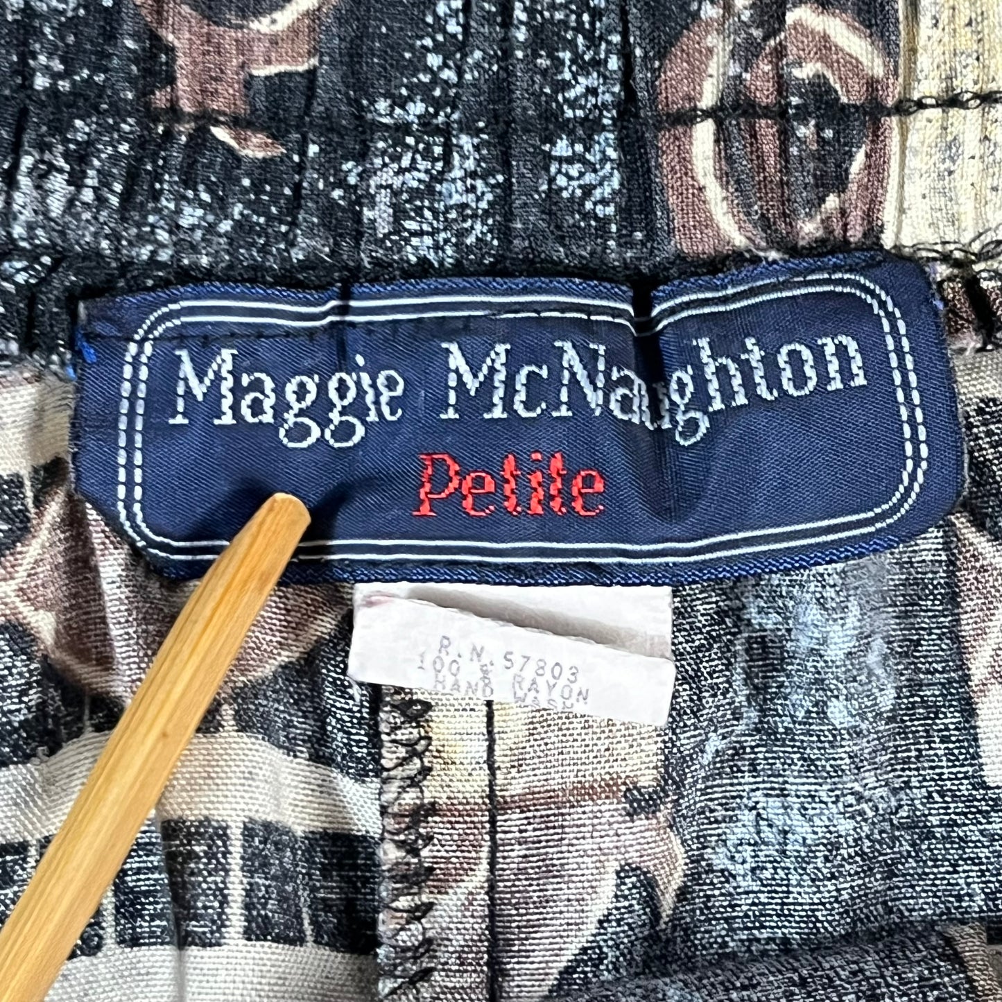 90s VTG rayon print skirt - L/XL