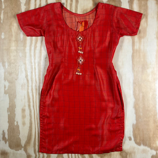 preloved bejeweled windowpane tunic dress - XS/S