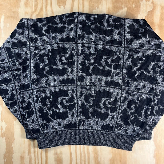 80s VTG GITANO abstract paneled jacquard knit sweater - XL/2X