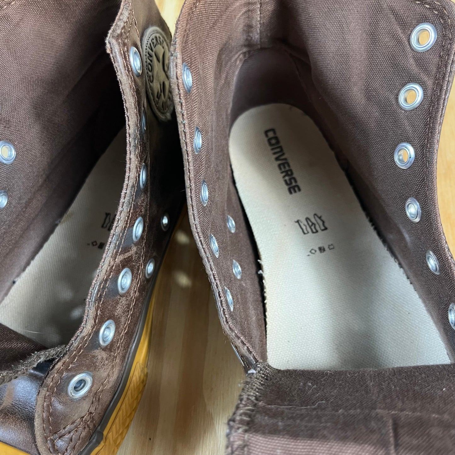preloved Converse All Star brown leather high tops - 3Y/5W