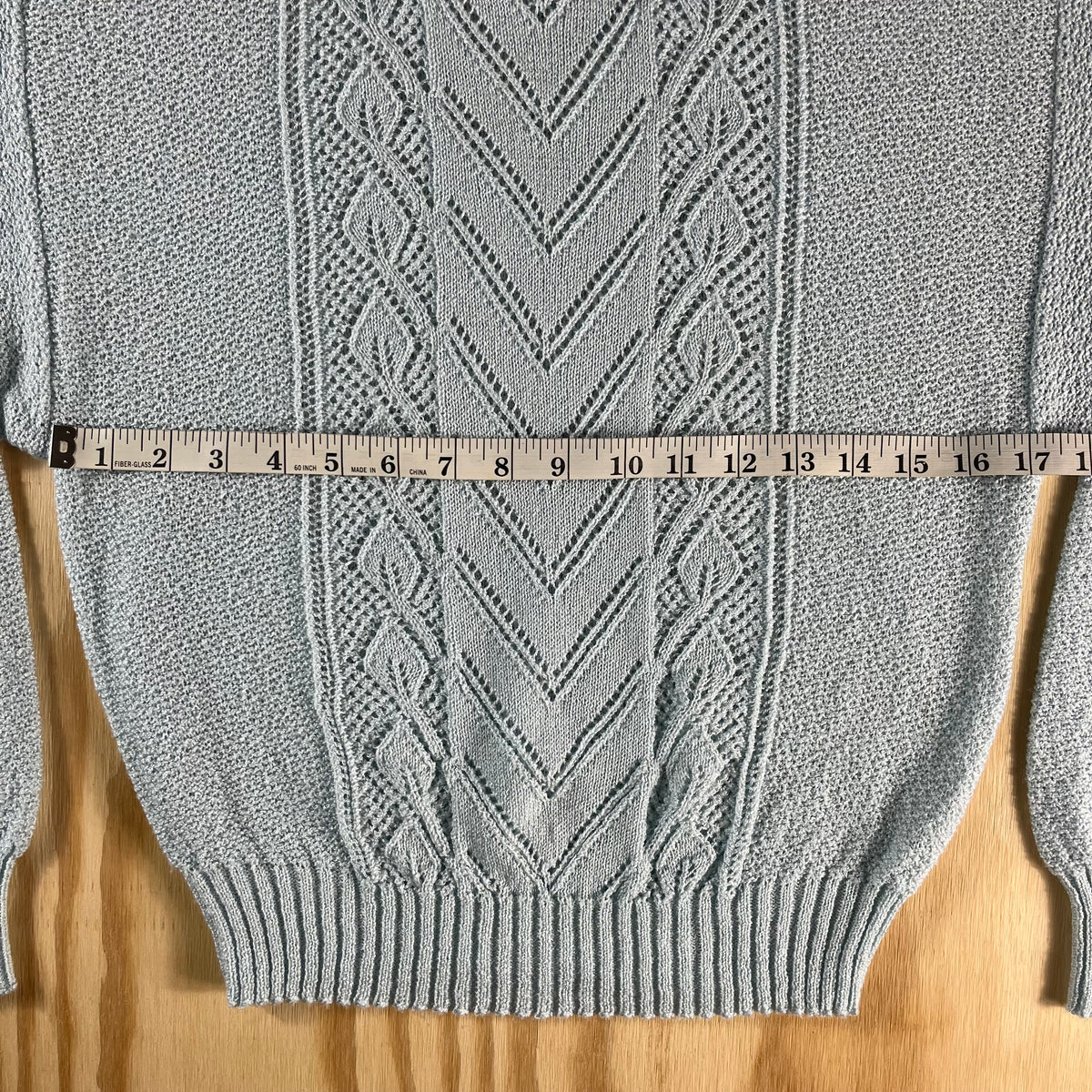 80s VTG R&K Originals baby blue pointelle balloon sleeve sweater - S/M
