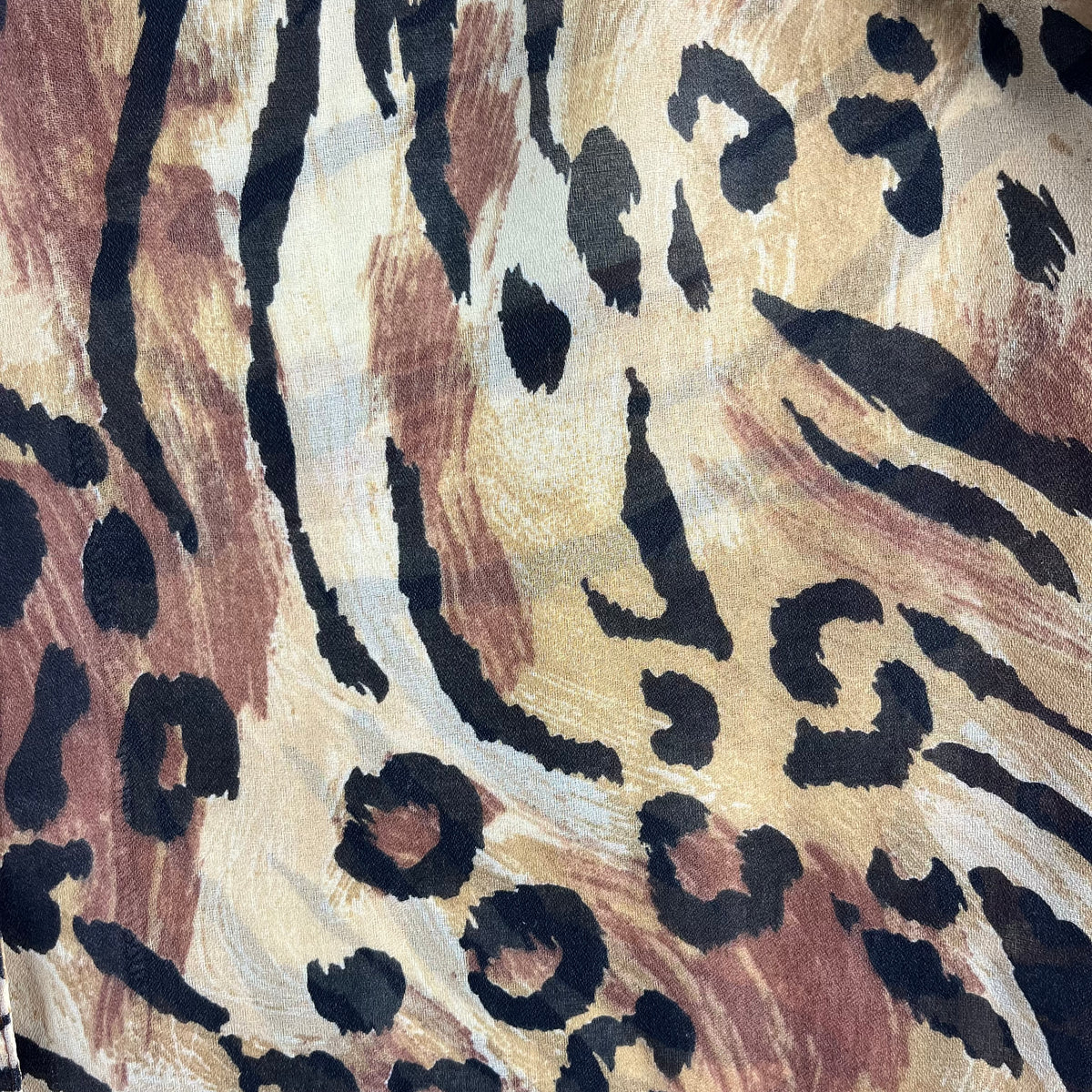 90s VTG HOT STUFF sheer leopard tiger tunic blouse - S/M