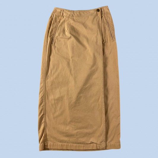 80s vintage LizWear khaki wrap skirt - size S/M