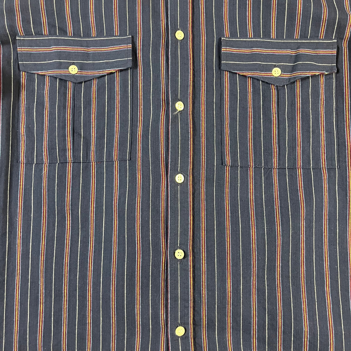 90s VTG multi stripe utility shirt - 1X/2X