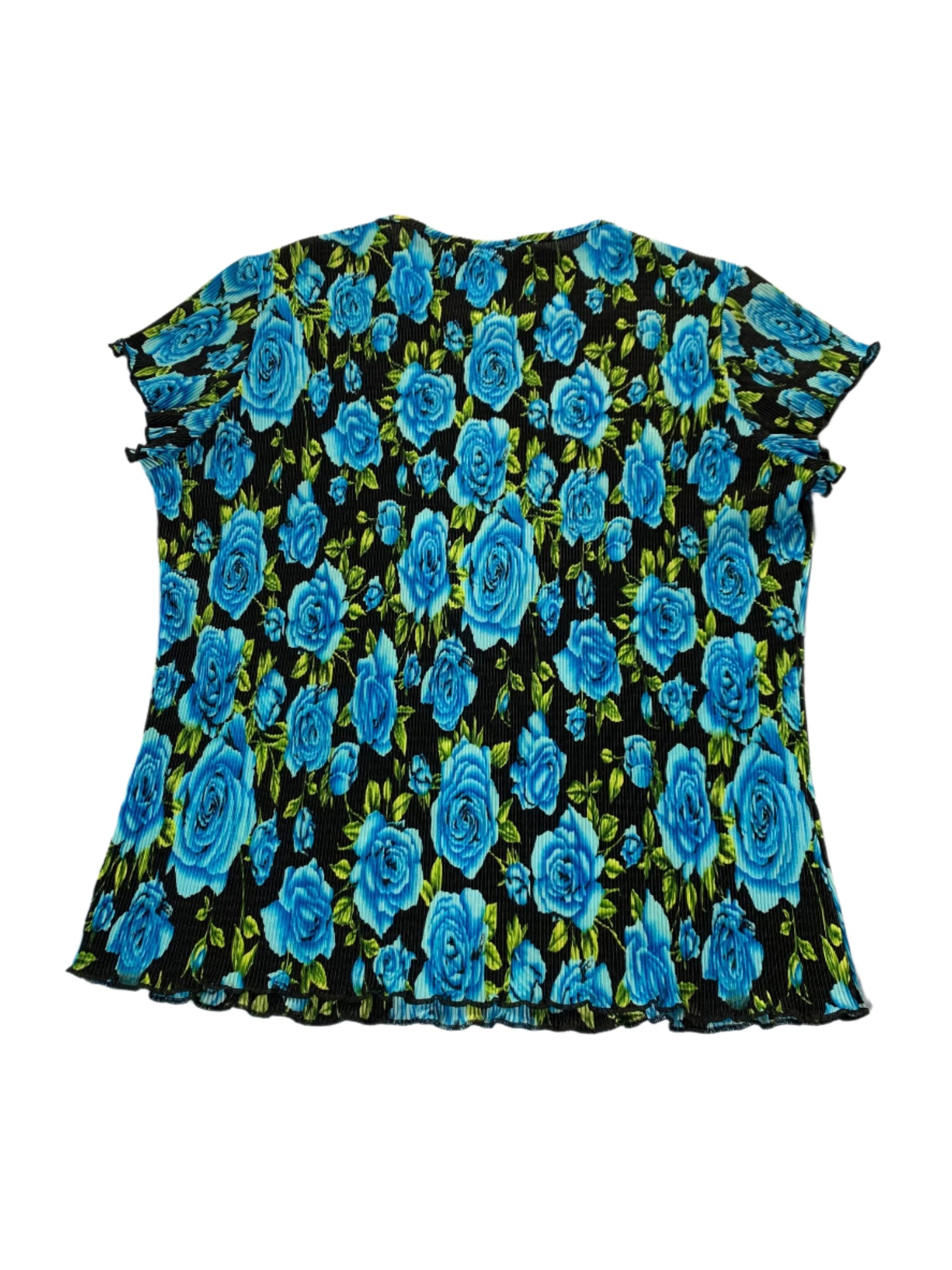 90s Y2K crinkle short sleeve top - size L/XL