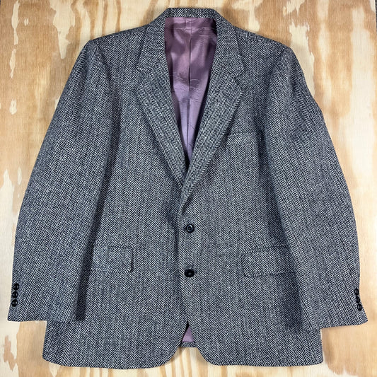 80s VTG Harris Tweed herringbone wool blazer - L/XL