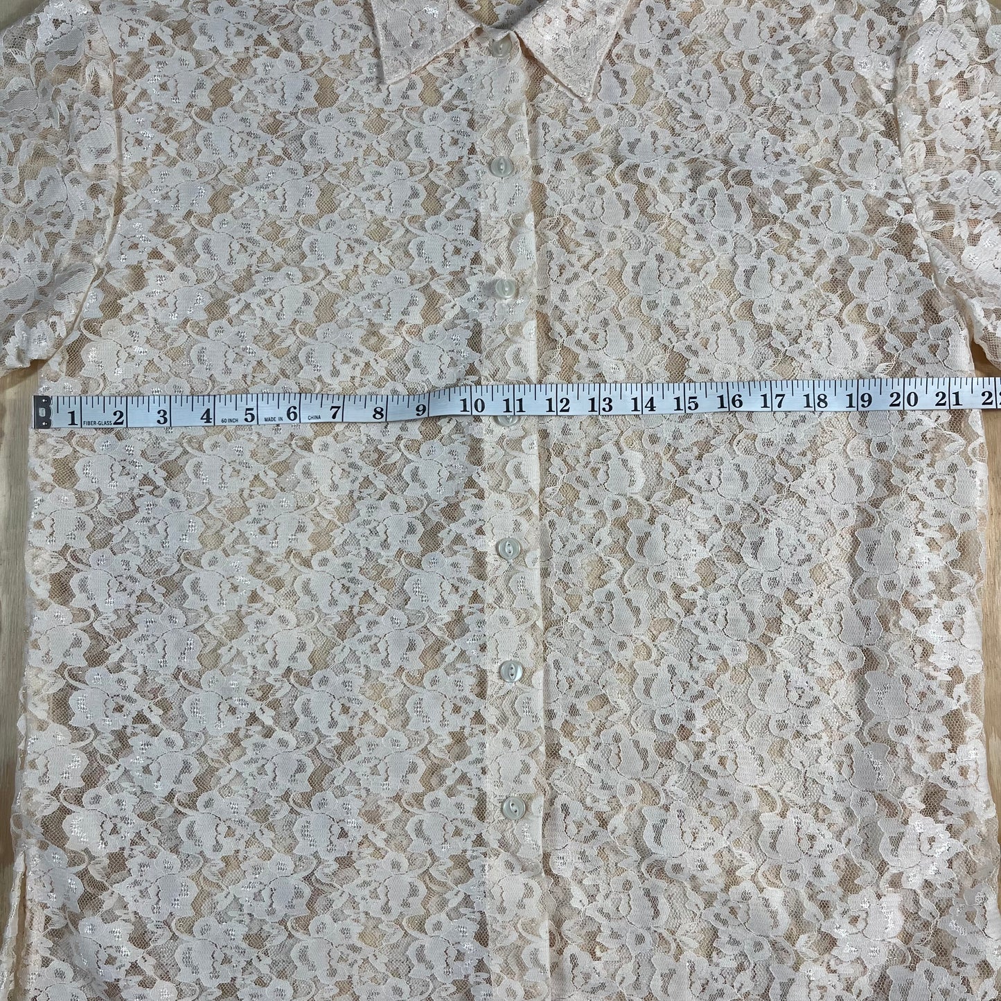 preloved cream floral sheer lace blouse - S/M