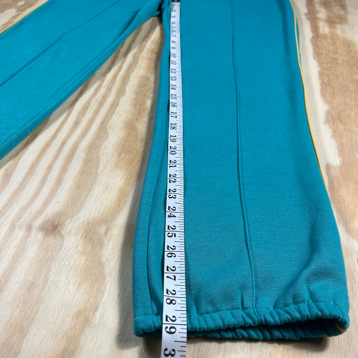 80s VTG teal pintuck racing stripe joggers - S/M