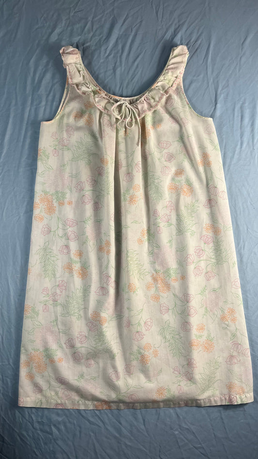 70s VTG Komar pastel floral ruffle lace nightgown slip dress - S - WS/MXS
