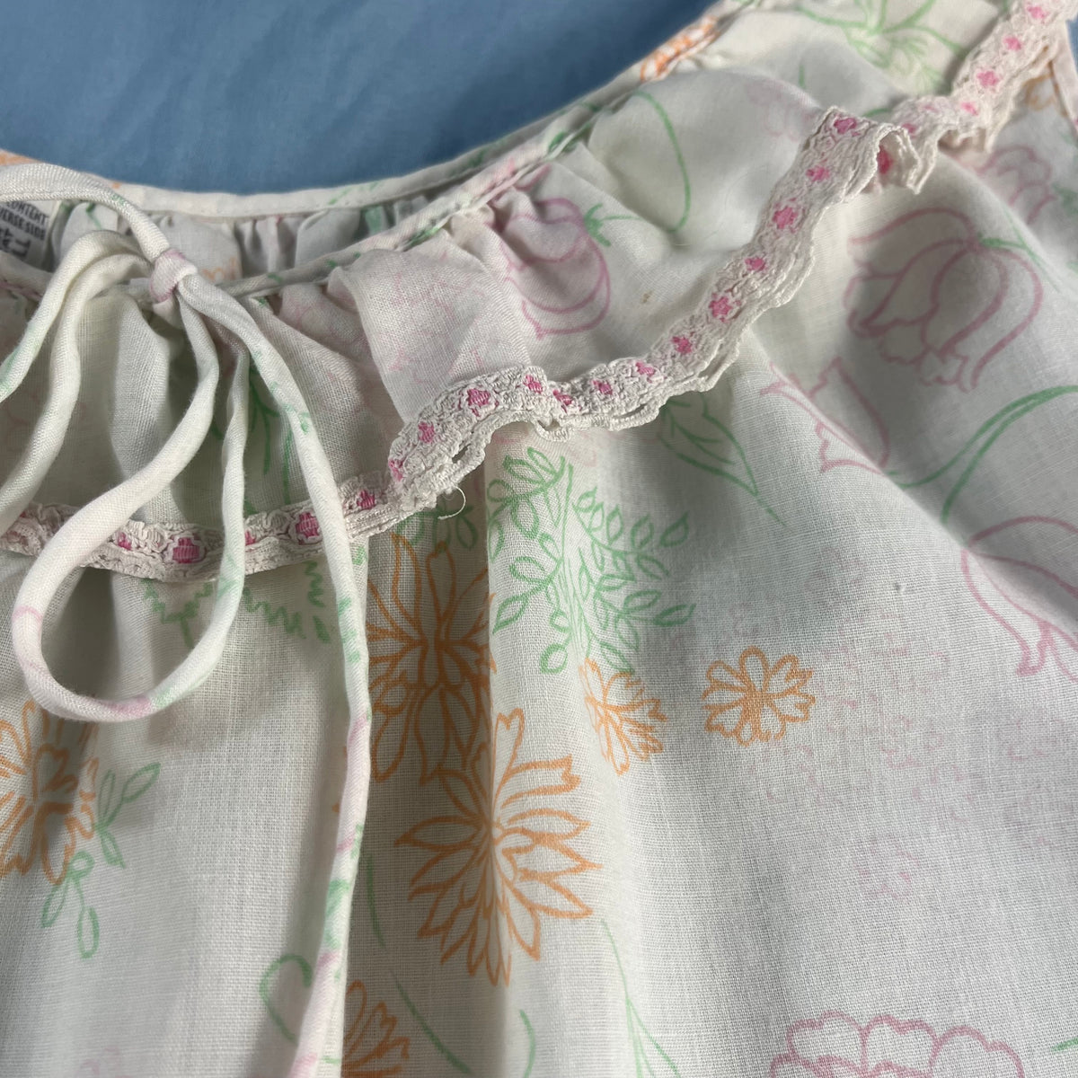 70s VTG Komar pastel floral ruffle lace nightgown slip dress - S - WS/MXS