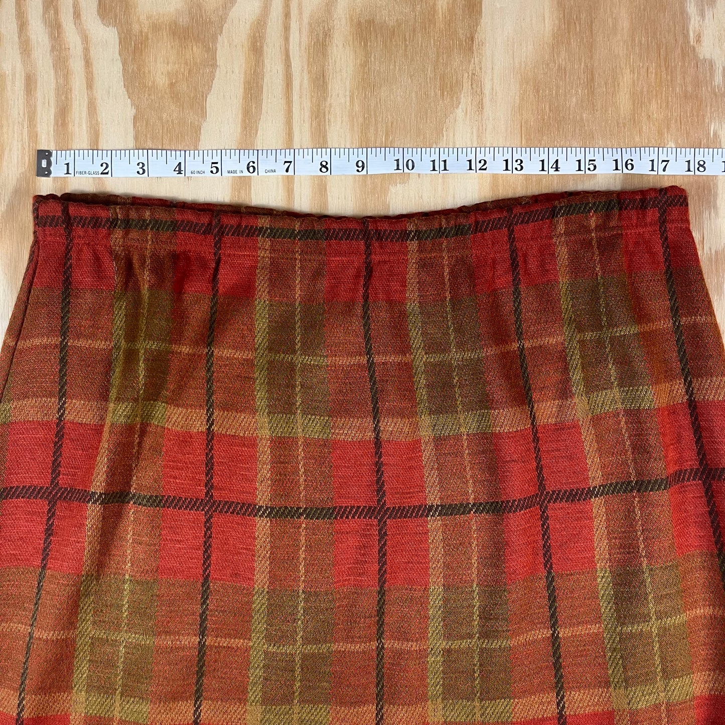 preloved plaid fringe midi skirt - L/XL