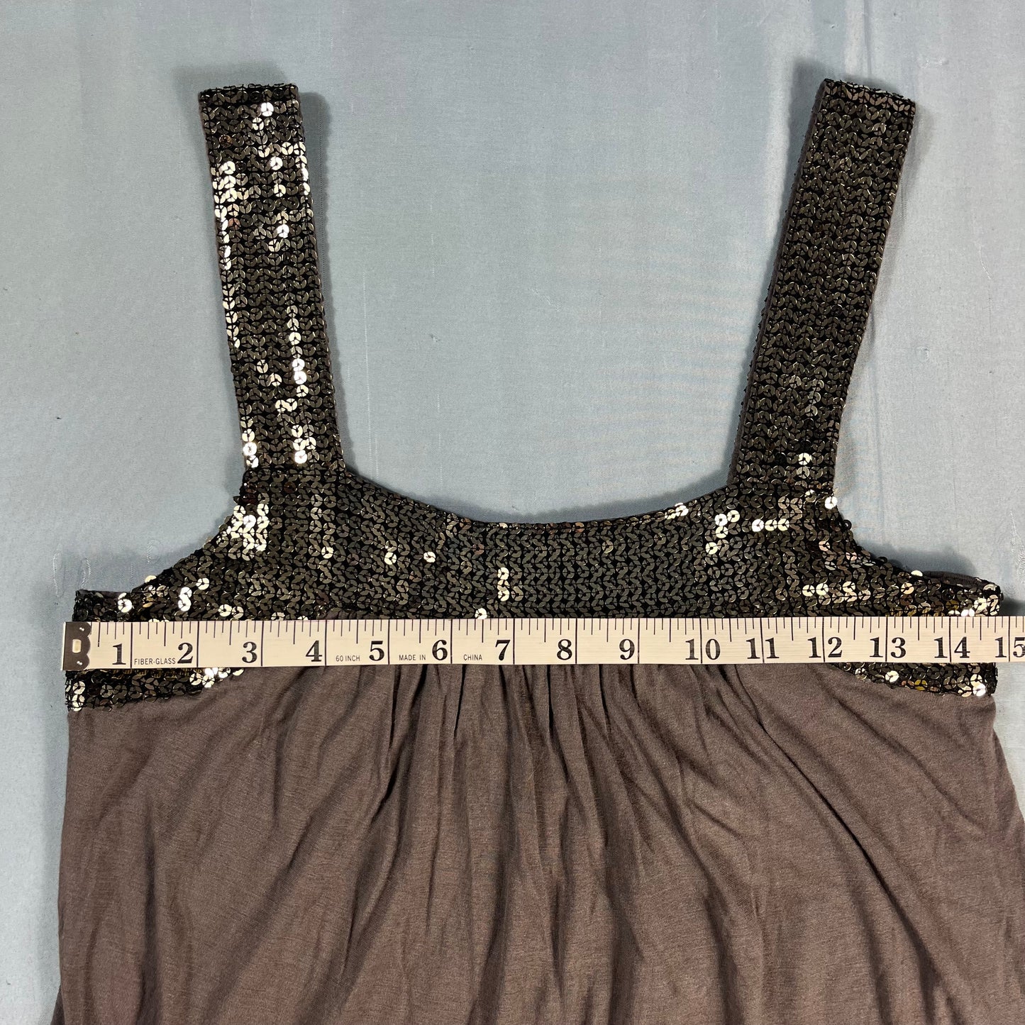 Y2K vintage Muah Chic taupe jersey sequin mini dress - XS/S