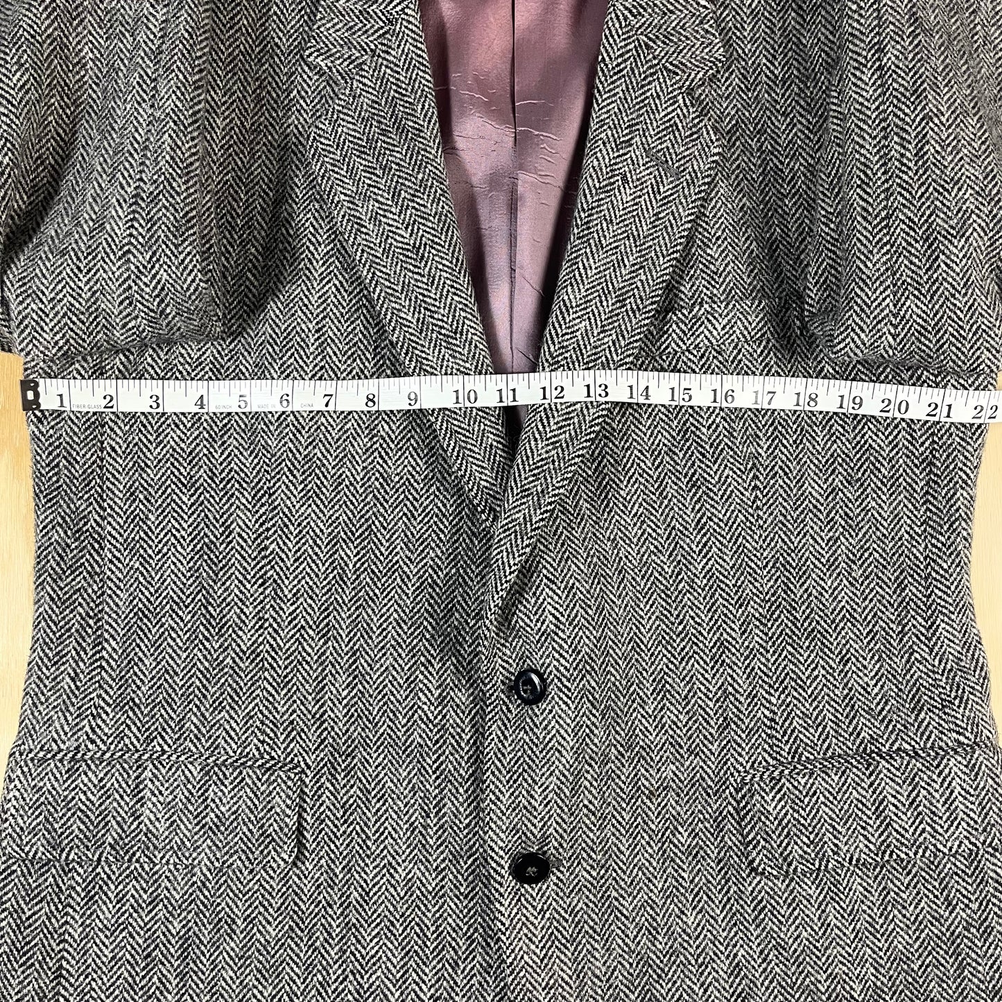 80s VTG Harris Tweed herringbone wool blazer - L/XL