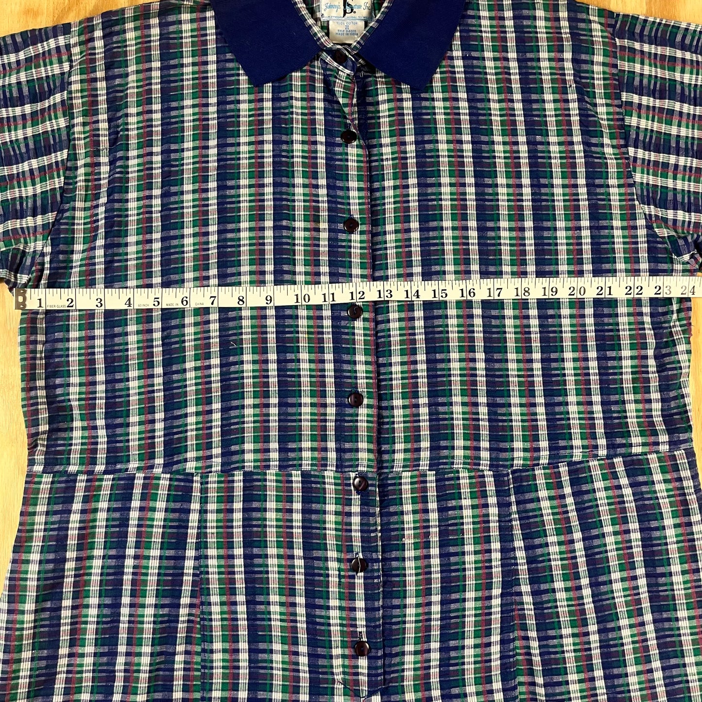 90s VTG plaid cotton romper - 1X/2X