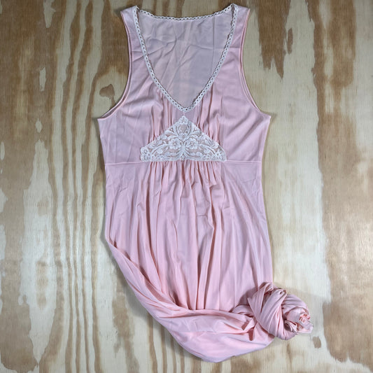 70s VTG lace empire waist maxi nightgown - XS/S