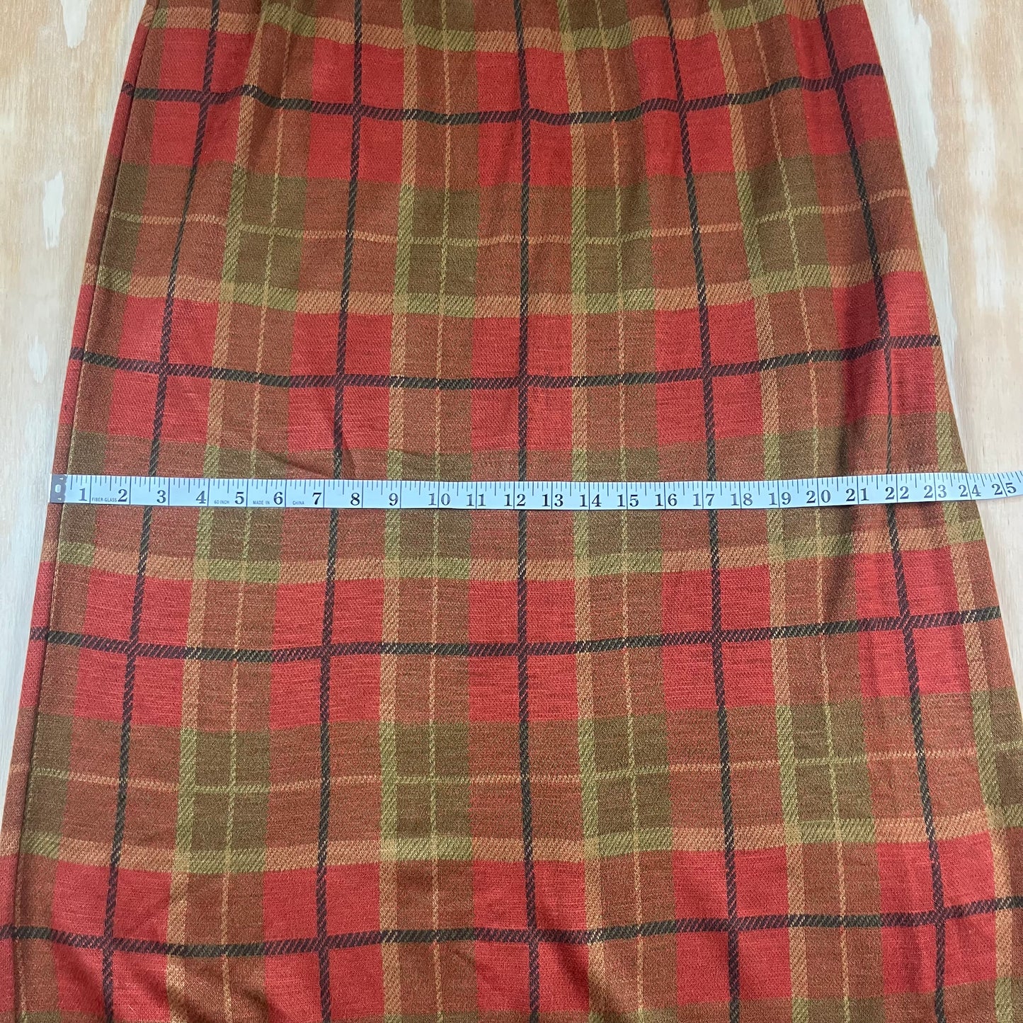 preloved plaid fringe midi skirt - L/XL