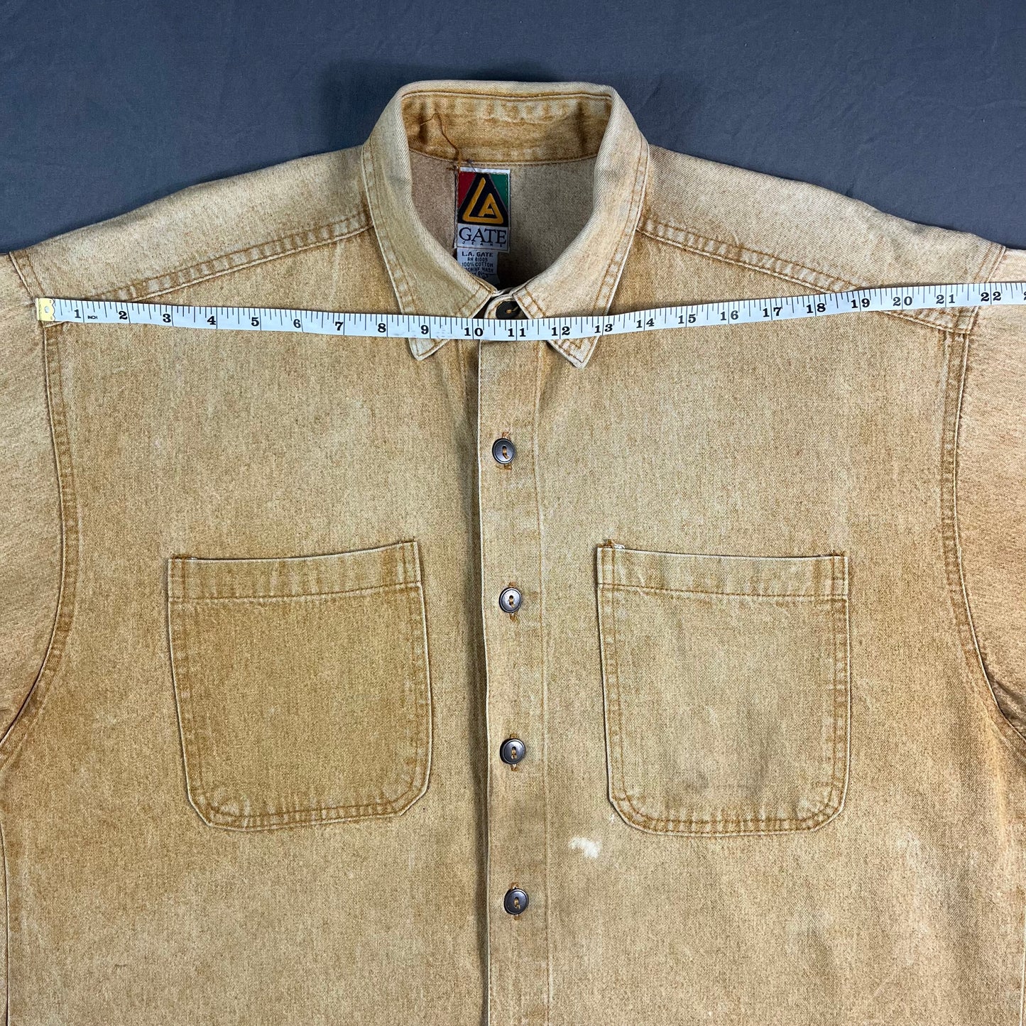 90s VTG L.A. Gate acid wash denim work shirt - L/XL