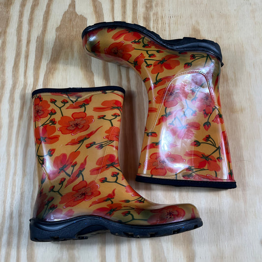 preloved Sloggers floral poppy waterproof rain boots - W9/M7.5