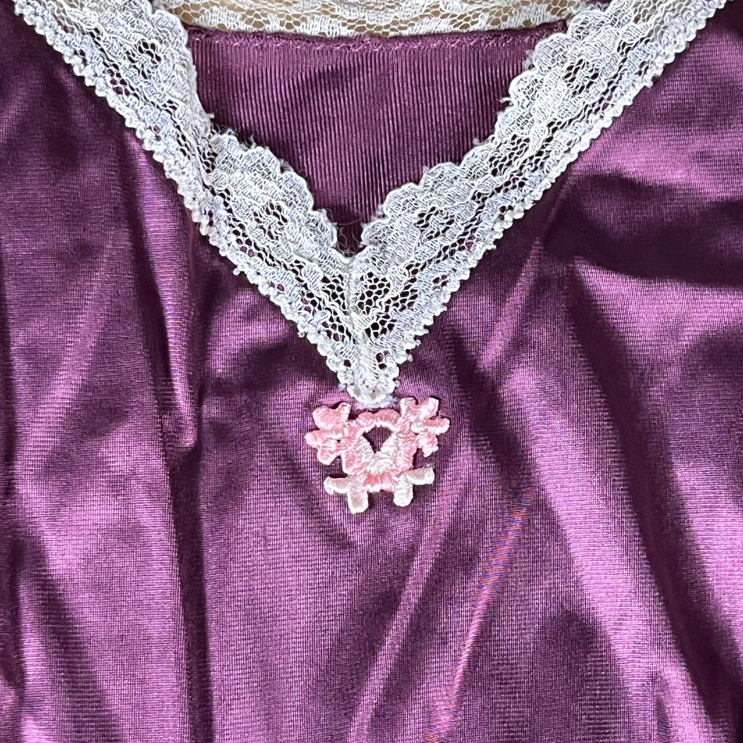 80s VTG Vassarette Antron III plum lace slip - XS/S