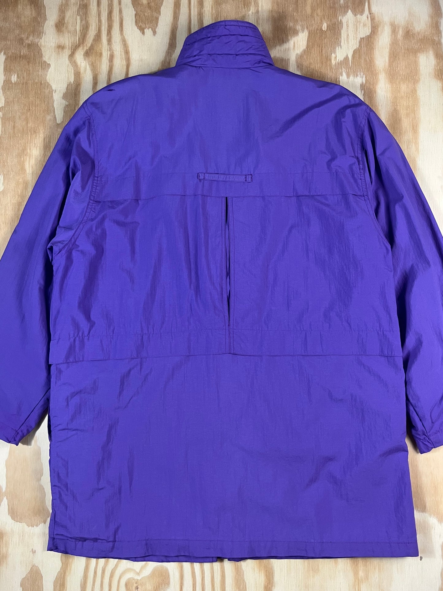 90s VTG purple nylon colorblock utility parka - L/XL