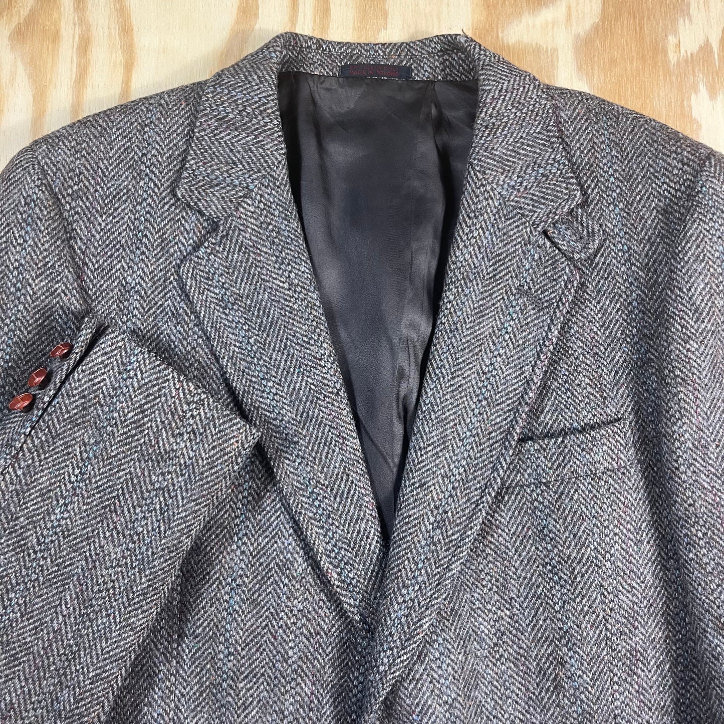 90s VTG Hanover Square Parisian donegal wool blazer - M/L