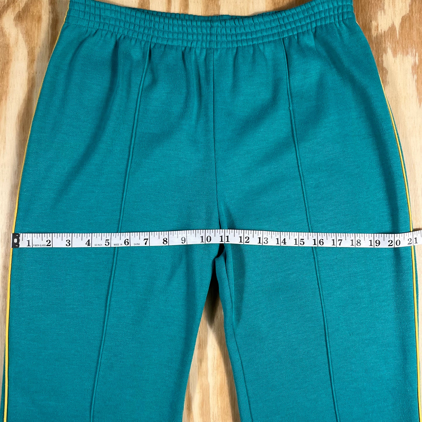 80s VTG teal pintuck racing stripe joggers - S/M