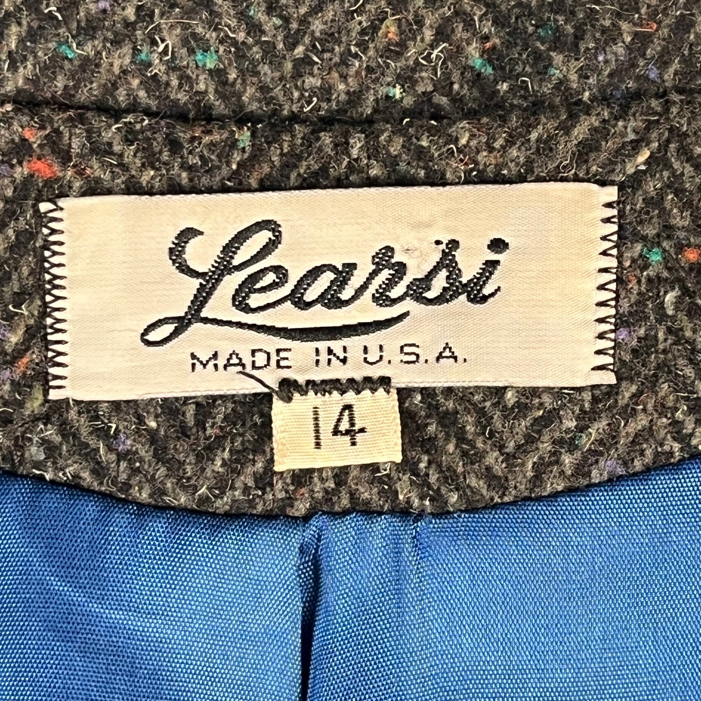 90s VTG Learsi donegal herringbone wool coat - M/L