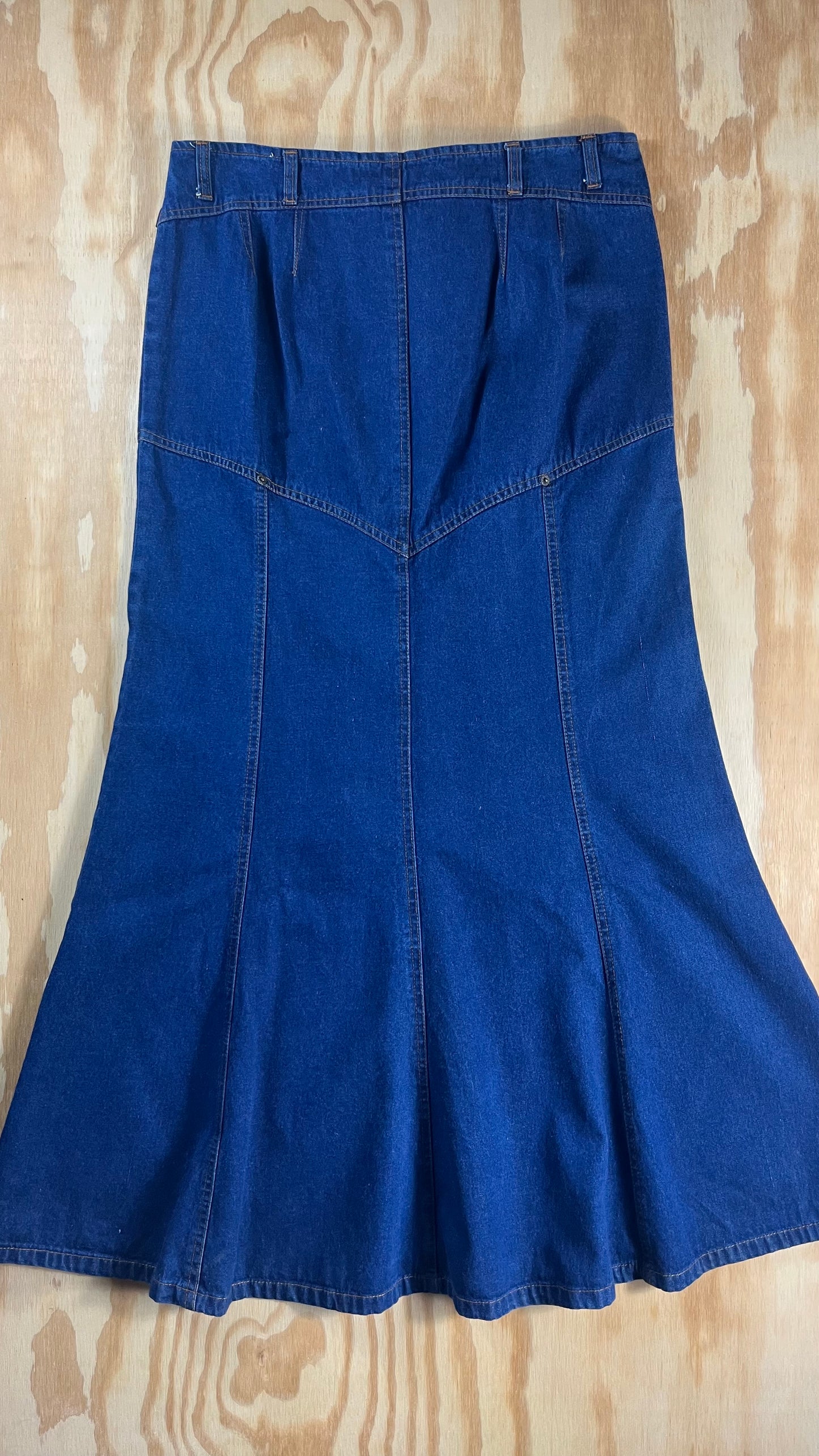 Y2K VTG Starwear Jeans paneled flare denim maxi skirt - W14/M36