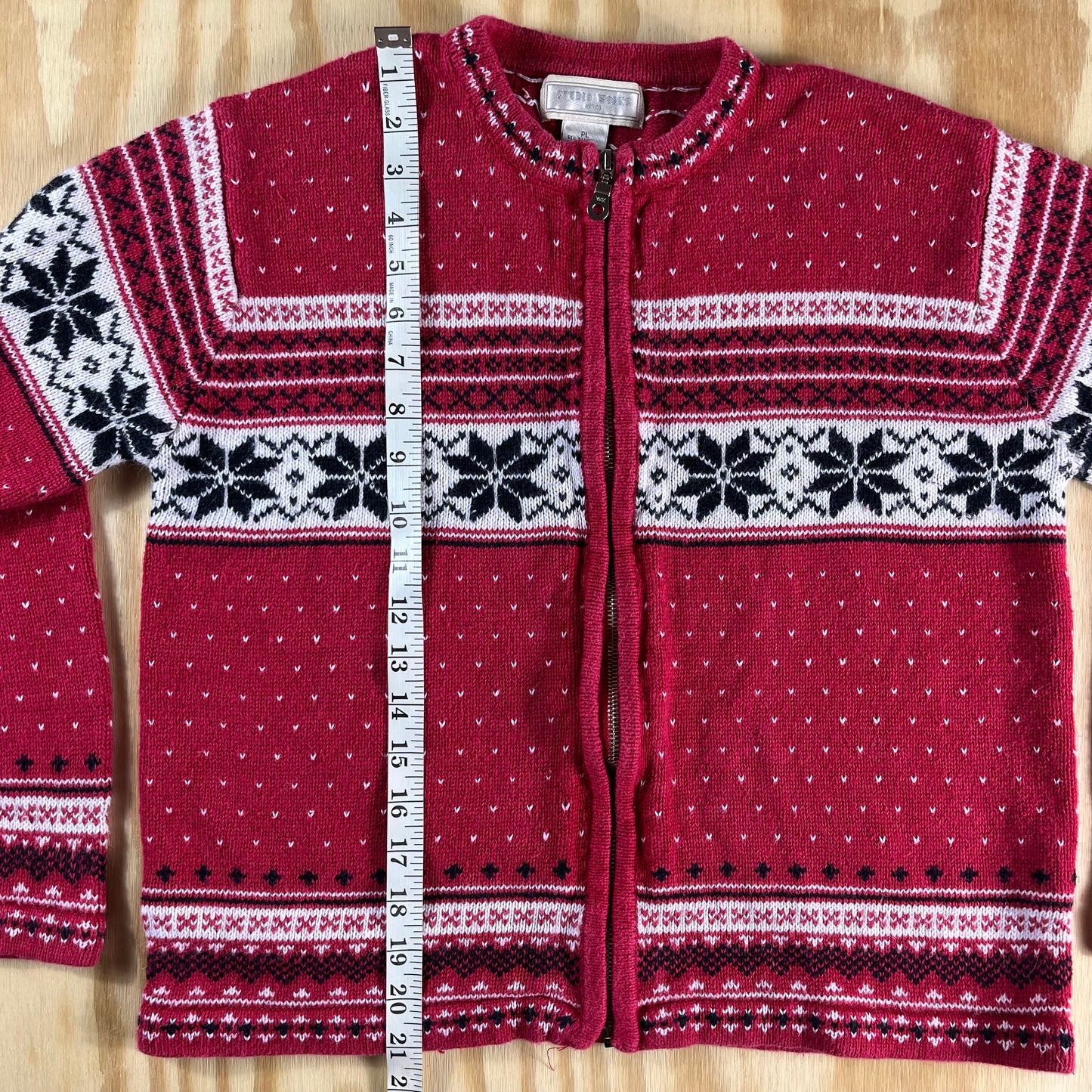 90s VTG Studio Works Fair Isle Nordic zip cardigan sweater - PL - WM/WL