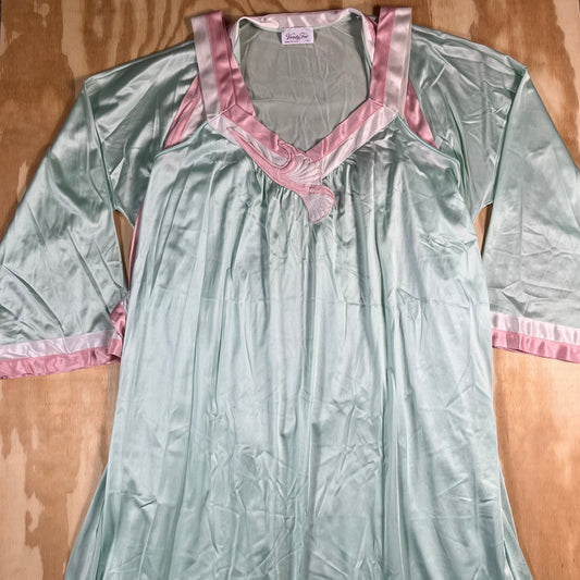 80s VTG Vanity Fair color block peignoir set - M/L