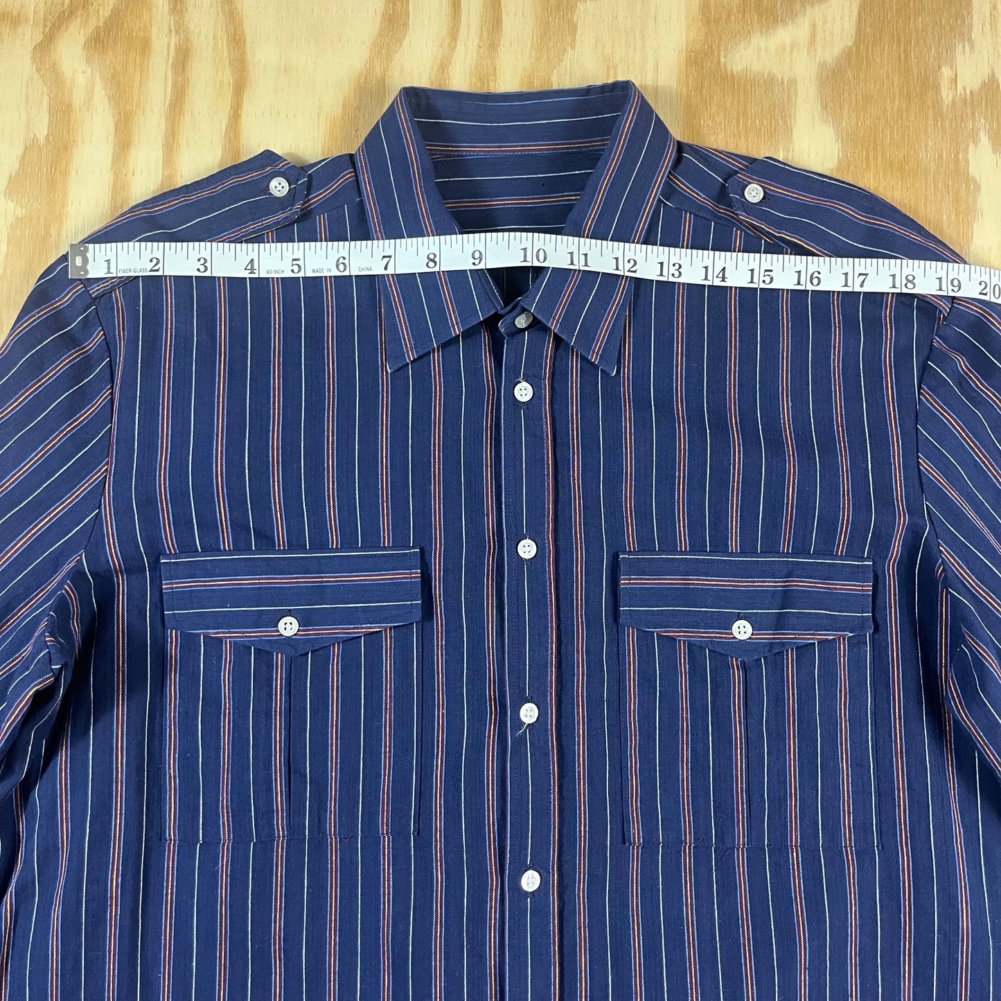 90s VTG multi stripe utility shirt - 1X/2X