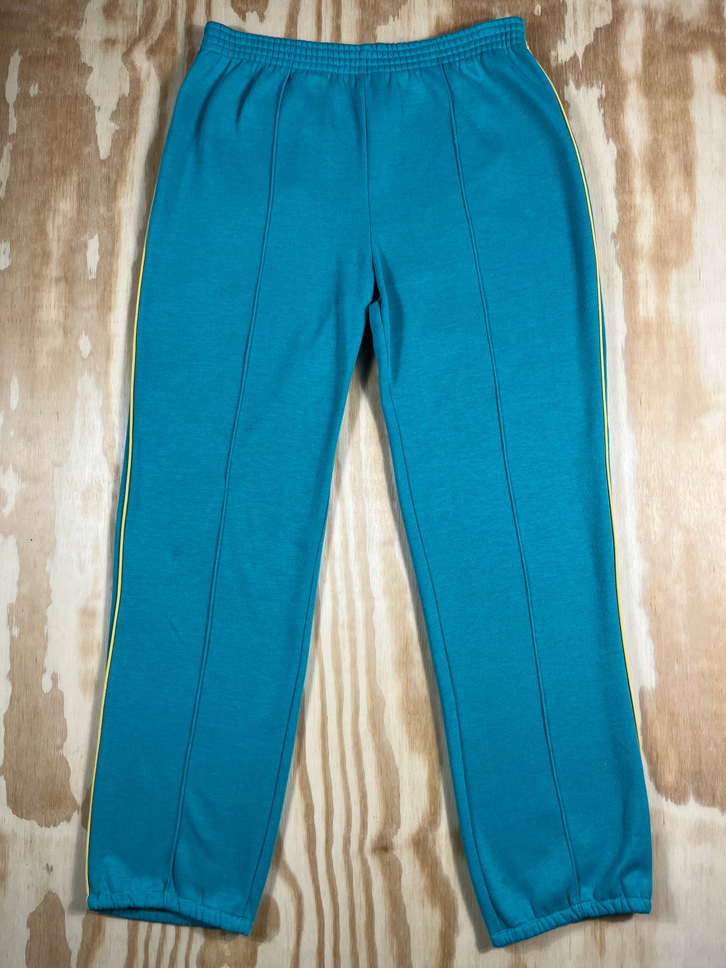 80s VTG teal pintuck racing stripe joggers - S/M