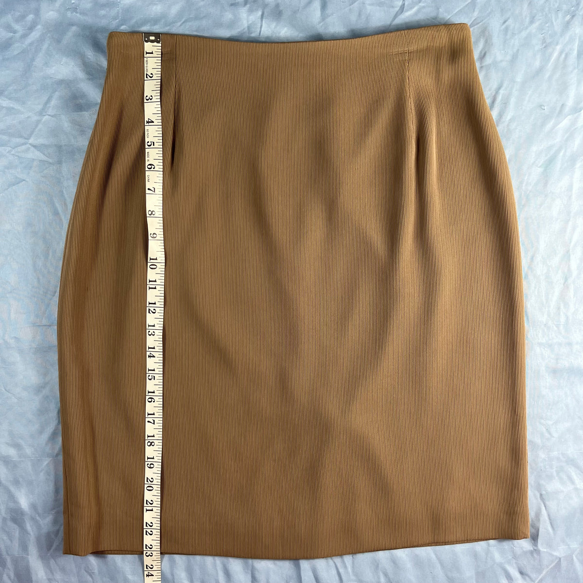 90s VTG Alex Garfield camel ribbed ottoman pencil skirt - 12 - WL/M31