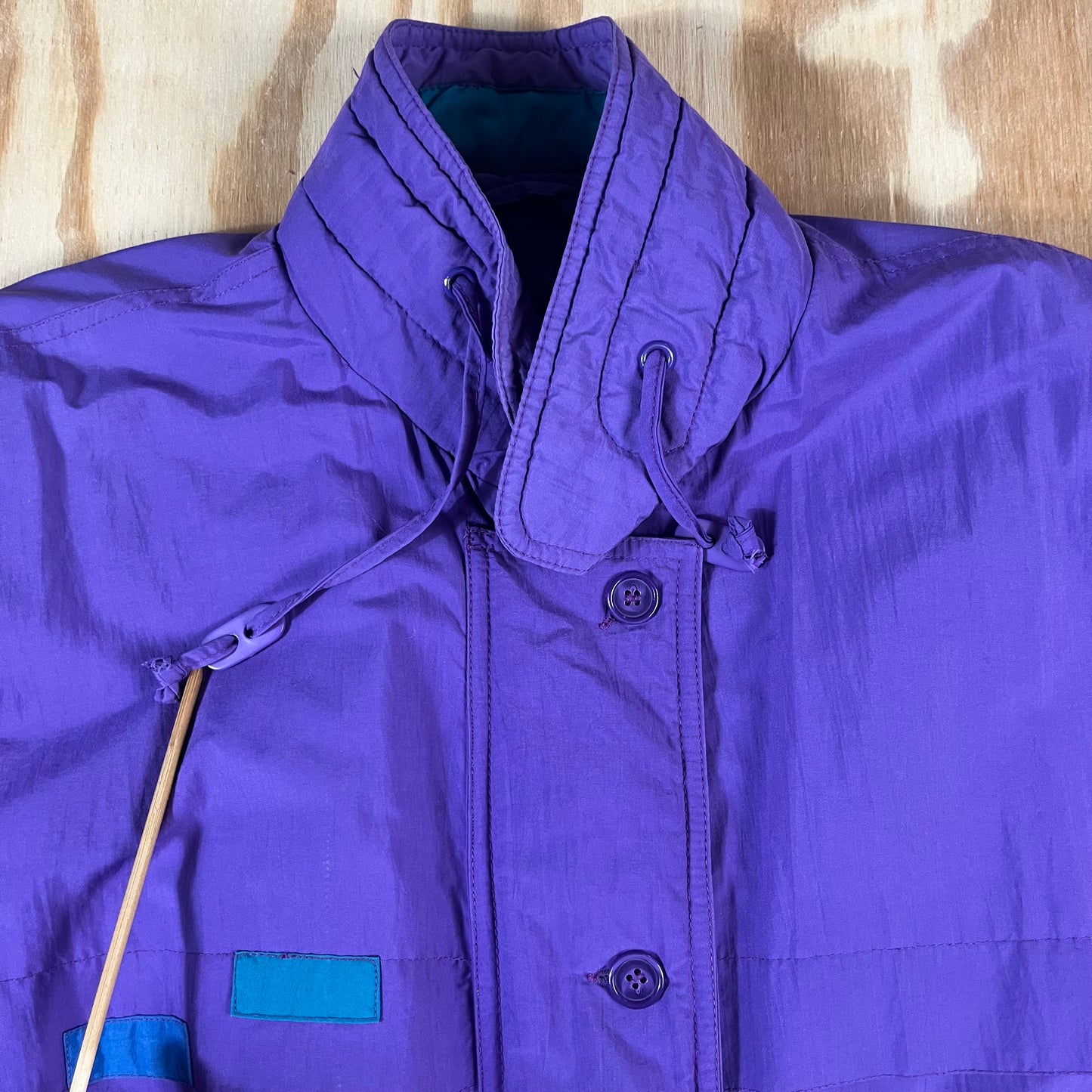 90s VTG purple nylon colorblock utility parka - L/XL
