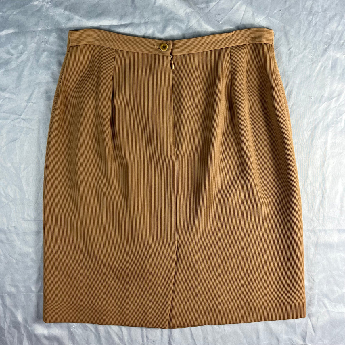 90s VTG Alex Garfield camel ribbed ottoman pencil skirt - 12 - WL/M31