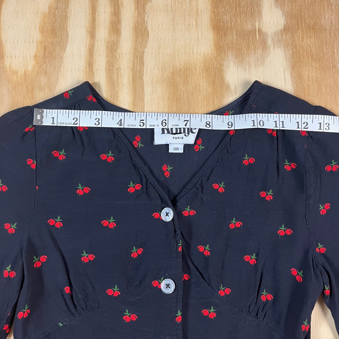 preloved Rouje Paris cherry print corset peplum top - XS/S