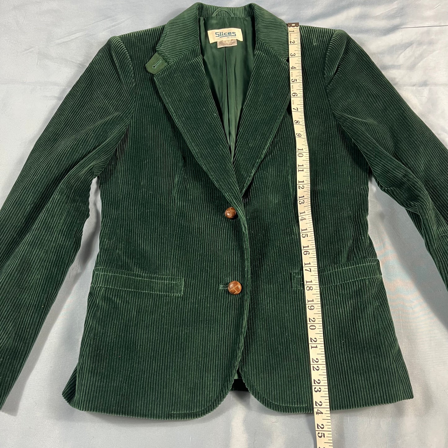 90s VTG Slices green corduroy blazer - size S
